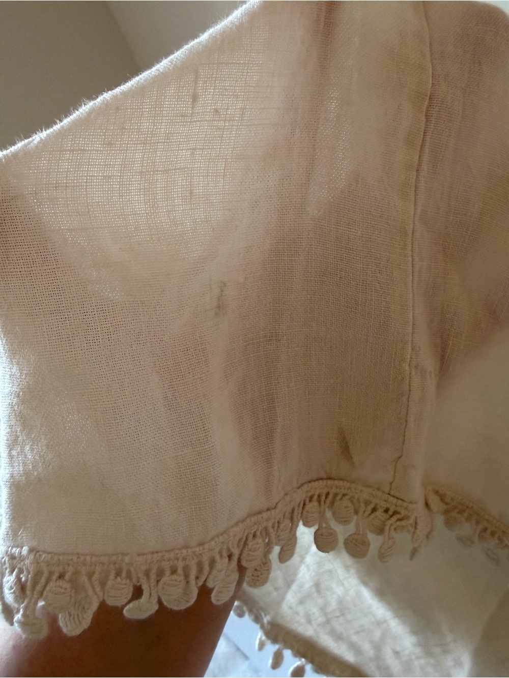 NWT Elena Baldi Boho Chic Festival Beige 100% Linen Poncho Shaw OS Made in Italy - Picture 12 of 13